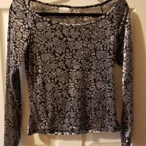 MODA INTL Velvet Floral Semi-Sheer Top